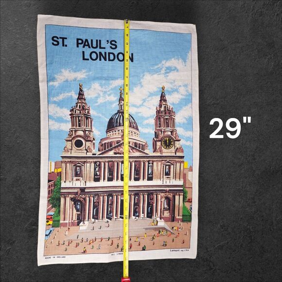 Vintage St. Paul’s Cathedral London Linen Wall Hanging 21"x19.5" Lamont Irish - Picture 6 of 7